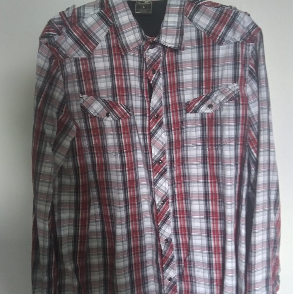 Retro Western Plaid Pearl Snap Rockabilly Shirt